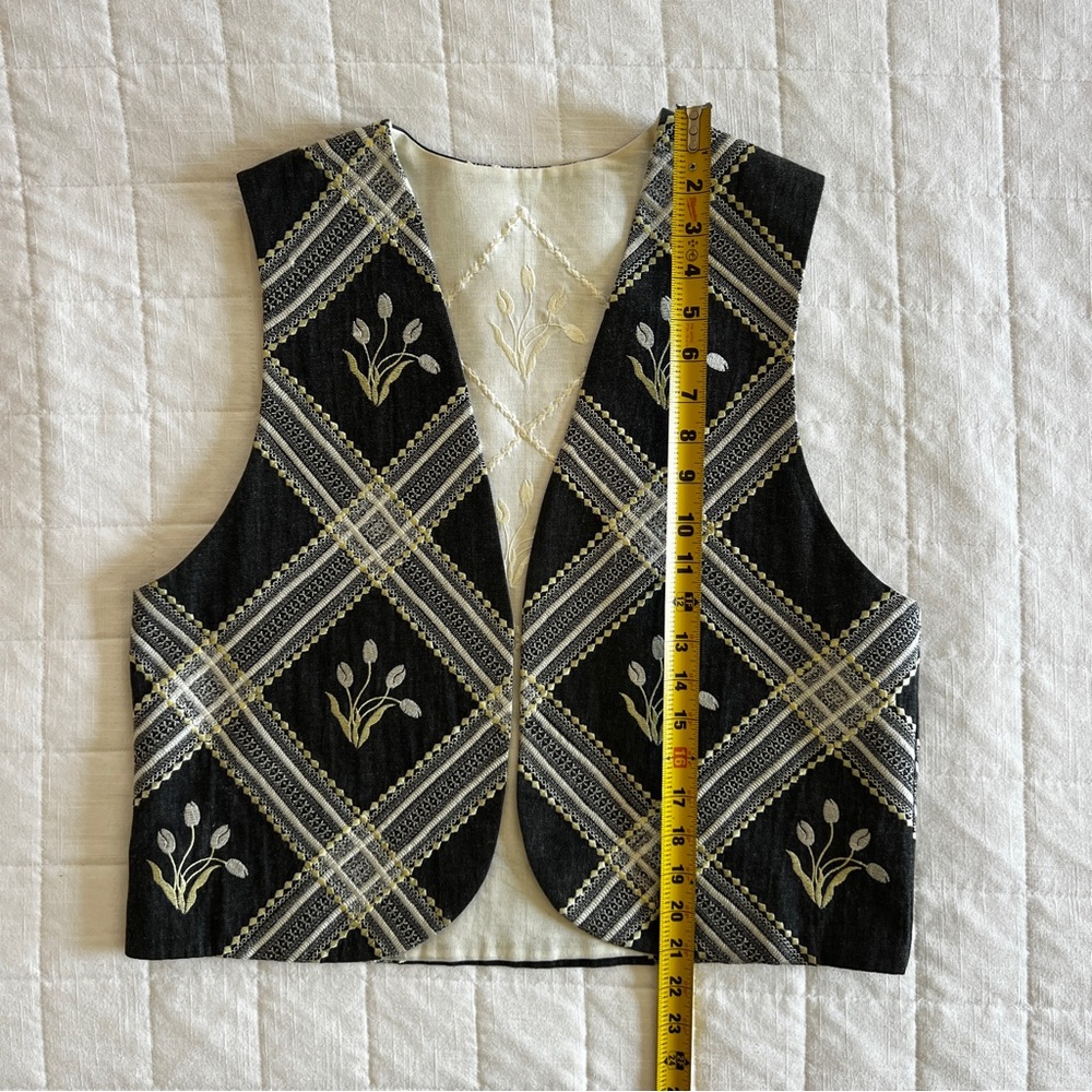 Elegant Grey and White Embroidered Vest